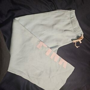 PINK Victoria's Secret Light Baby Blue and White Boyfriend Fit Pants